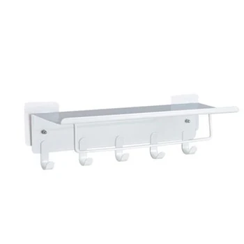 

Bathroom Shelf Wall Mounted With Hook Decoration Home Iron Accessories Adhesive Multifunction No Drilling Storage Rack Gift