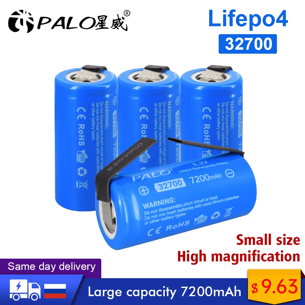 Аккумулятор Palo LiFePO4 высокой мощности 3 2 В 32700 7000 мА · ч 7200 35 А 55 аккумулятор непрерывного разряда + никелевые
