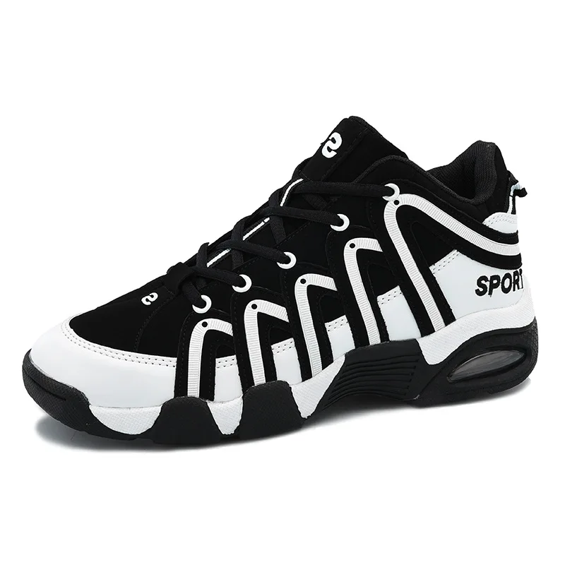 

Large Size Spring And Autumn Bandage Cloth Air Cushion Basketball Shoes Low Top Breathable Casual Thick Bottomed Sports COUPLE'S