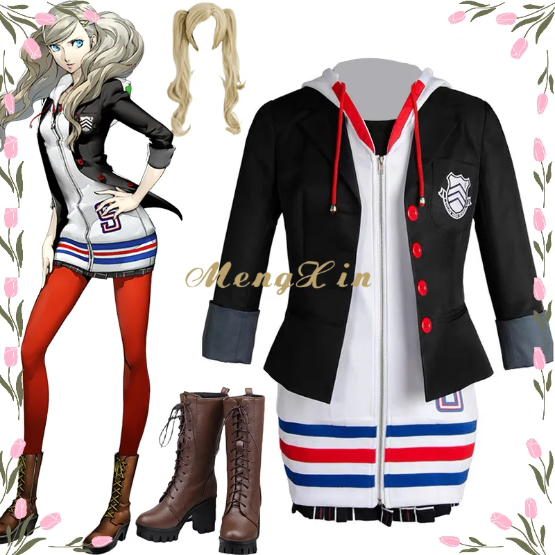

Anime Persona 5 Anne Takamaki Cosplay Costume Shoes Christmas Halloween Cosplay Jacket Coat Dress Skirt Girl Women Custom Made
