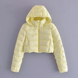 2021 European Winter Women's Hooded Parka New Solid Lightweight Double Sided Cotton Padded Jacket Hip Hop Short Coat