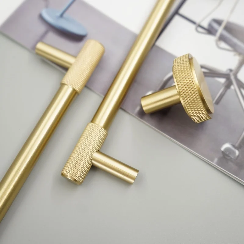 

Satin Brass Diamond Knurled/Textured Cabinet Knob Kitchen Cupboard Door Pulls Furniture Handle T bar Cabinet Hardware