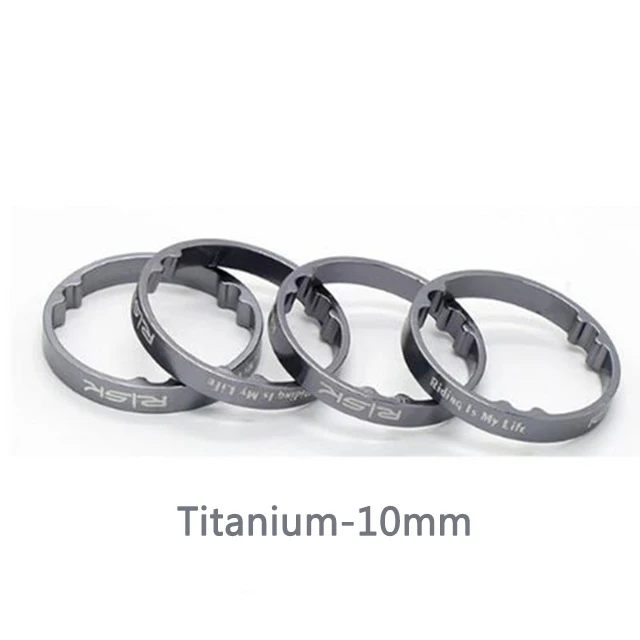 10mm-Titanium 4 шт., риск 5 мм/10 мм, алюминиевая велосипедная гарнитура, передняя вилка, шайбы MTB, горная дорога, велосипед, мертвые мухи, полый, легкий, шток, прокладки - Цвет: 10mm-Titanium