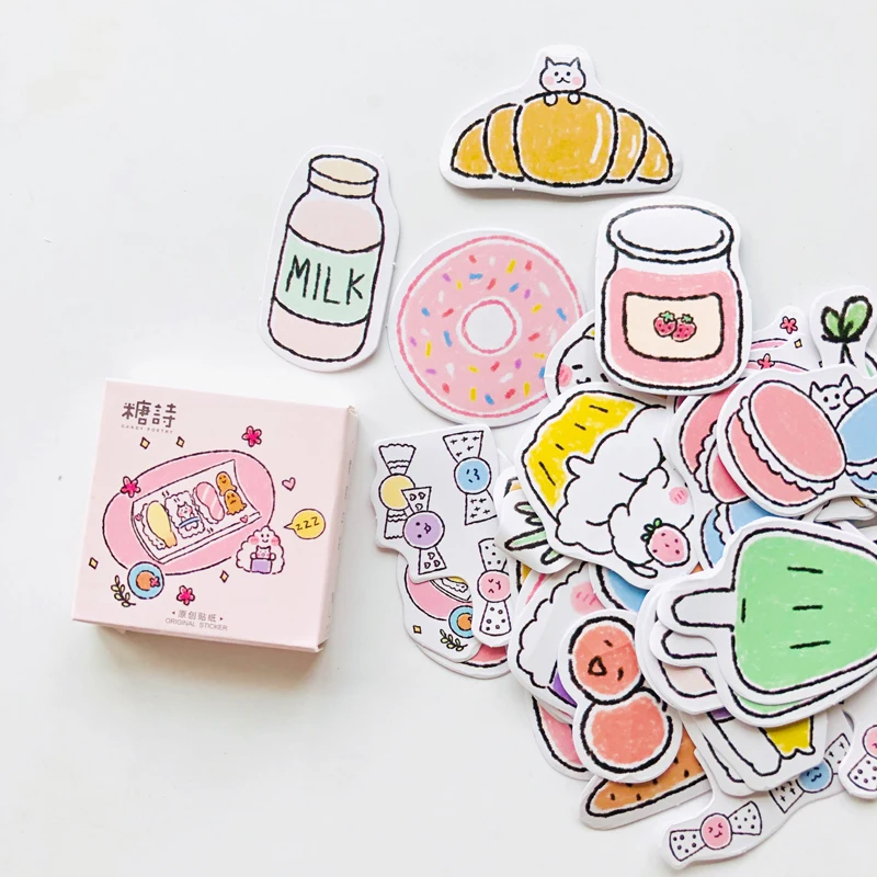 45 шт./кор. Счастливый маленький закусочный Хлеб Суши DIY декоративные наклейки этикетка-наклейка