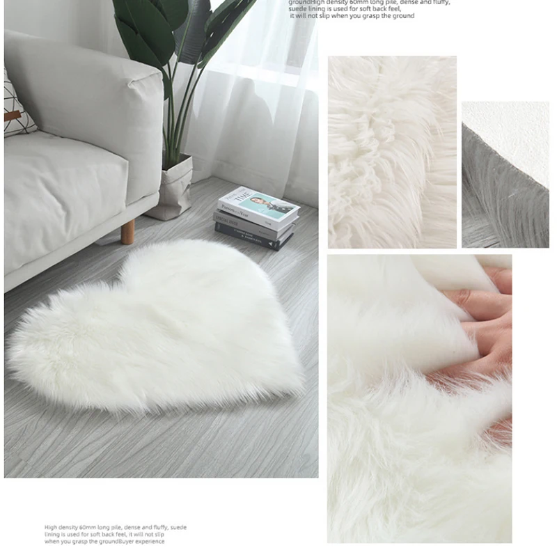 Длинный пушистый коврик AAG с сердечками для дома спальни напольный гостиной