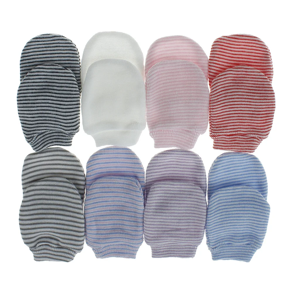 

1Pair Baby Gloves Newborn Hand Protection Anti-Scratch Baby Striped Warm Knitted Gloves Safey Baby Anti Scratching Baby Gloves