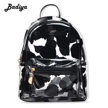 

Fashion Transparent Backpack Personlity Petal Printing Jelly Color Large Capacity Phone Coin Card Purse Knapsack for Travel