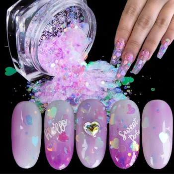 

1 Box Nail Art Holographic Glitter DIY Paillette Sequins Heart Butterfly Shape For Nail Polishing Manicure Decoration SA1613