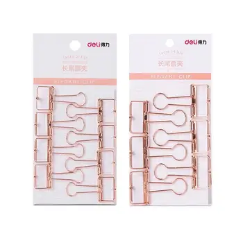 

Deli rose gold hollowed out design binder clip for office school paper organizer stationery supply decorative metal clips