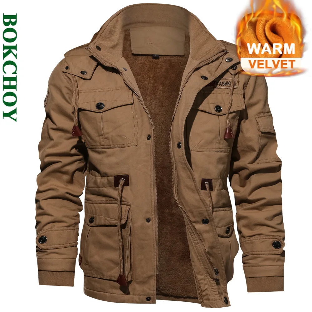Осенне зимние мужские куртки и пальто из хлопка с эффектом потертости плюс бархат толстый большой размер