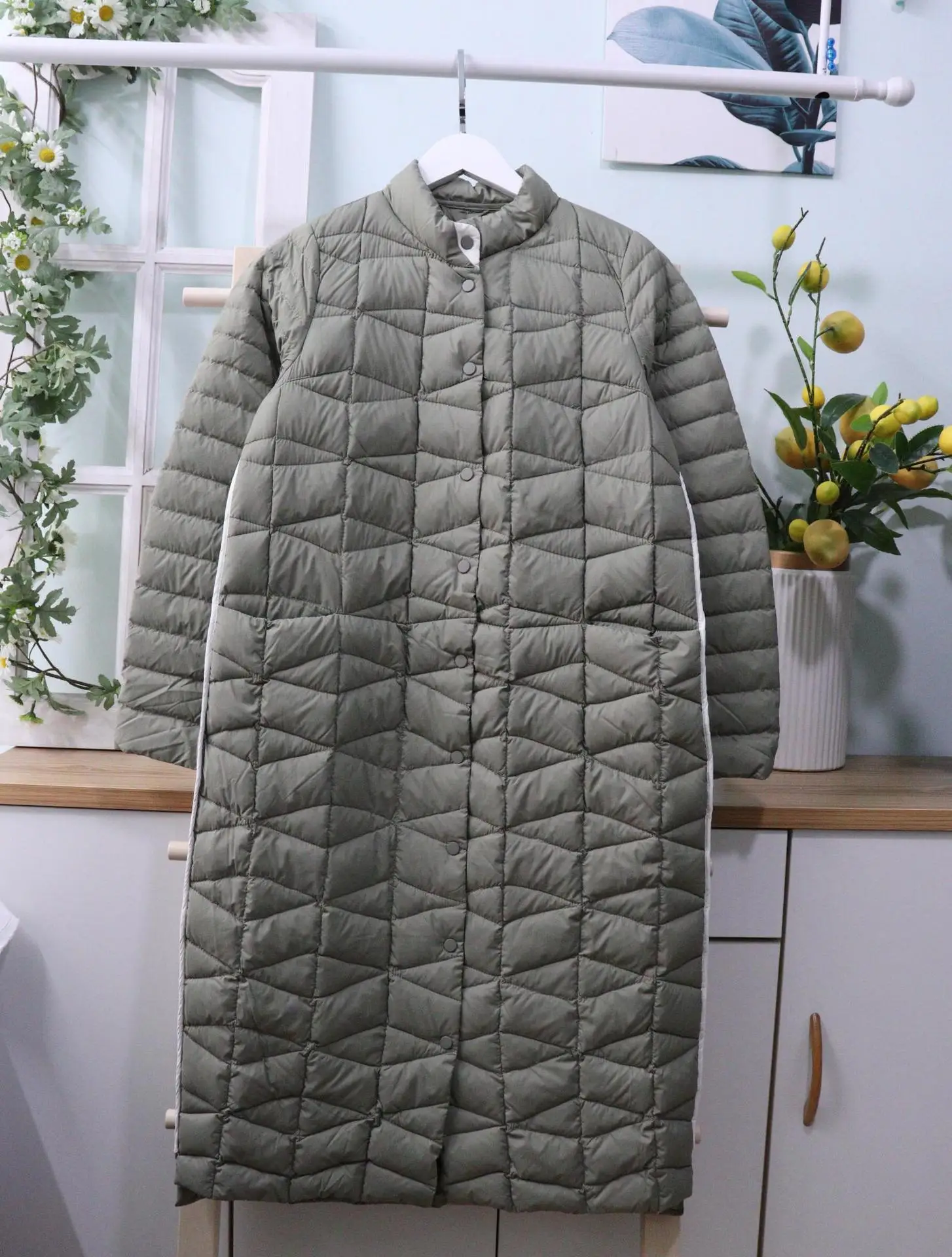 Culvert Leaching Home New Style WOMEN'S Dress Autumn& Winter New Style Mid-length 90 Cloth Thin Short down Coat