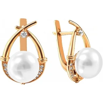

Примаэксклюзив earrings with pearls and cubic zirconia in red gold