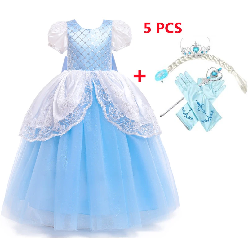 Vestido de princesa de la Cenicienta para niña, fiesta de cumpleaños, manga  abombada, lazo, disfraz de Cenicienta para Navidad y Año Nuevo| | -  AliExpress