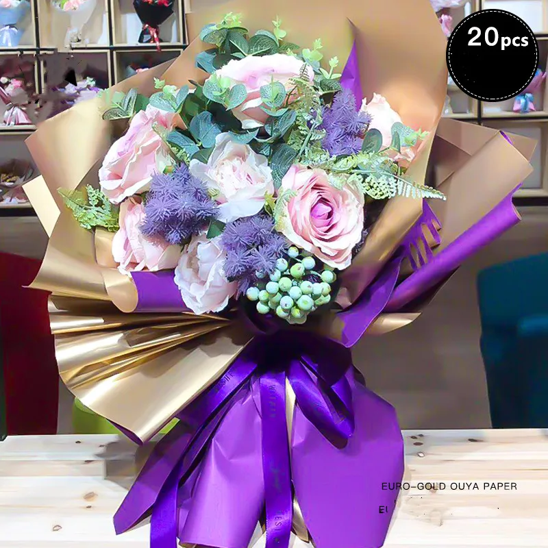 60cm/45cm 20PCS 2 color Flower Paper Packaging Gift Waterproof Double-sided Color Florist Wrapping Paper Flower Bouquet Supplies