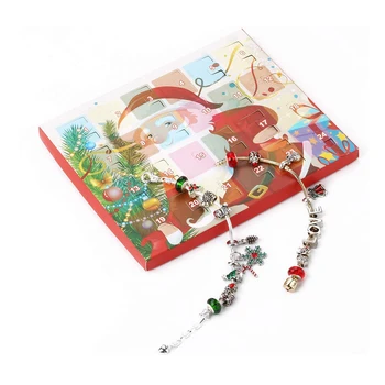 

Christmas Advent Calendar Snowman Children's Gift Calendar Box With Fashion Bracelet Jewelry Diy Charms Set For Kids