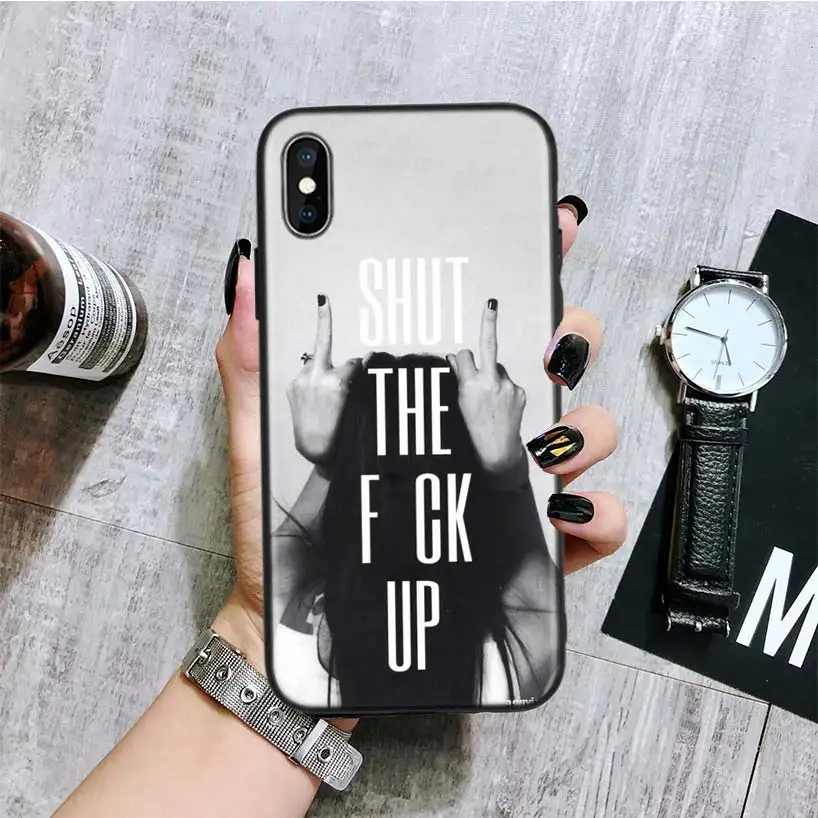 Черный чехол для телефона с рисунком среднего пальца для Apple IPhone 11 Pro XS MAX XR 7 8 6 6S Plus X 10 Ten 5 5S SE Coque Shell