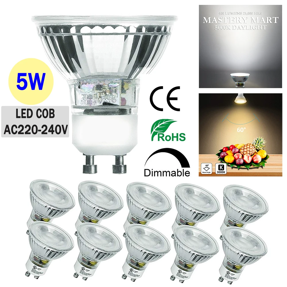 

1/2/4/10pcs LED Spot Light Bulb GU10 5W AC220-240V Spotlight Light Bulbs Full Glass Cover Reflector Warm Cool White LED Lamp D30