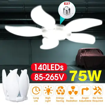 

75W Super Bright Led Garage Light 5 Leaf Deformable Industrial Lighting E27 85-265V/165-265V 2835 Workshop Ceiling Lights