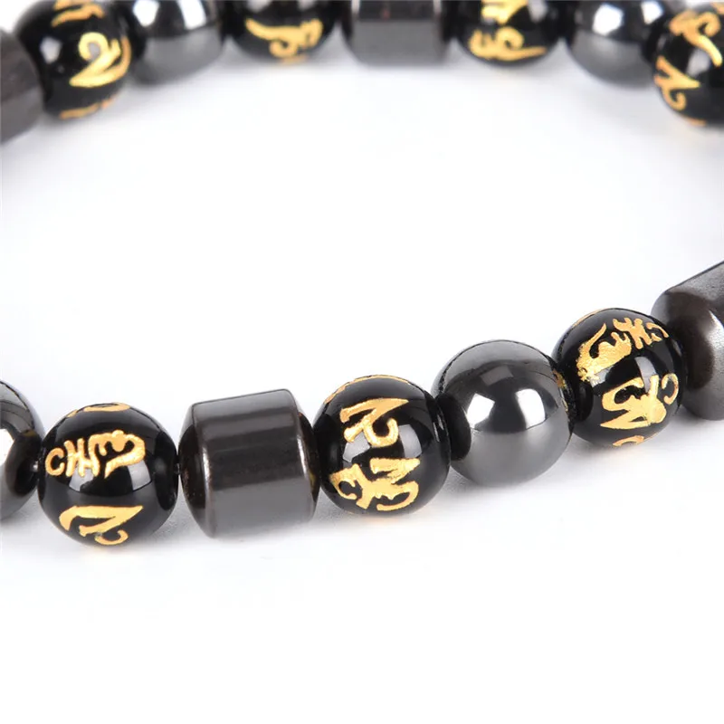 Golden&Black Weight Loss Bracelets Hematite Beads Bracelet Charm Natural Stone Bracelets For Women Men