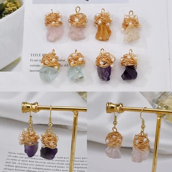 

2pcs/lot Handmade Natural Crystal Natural Stone Charms Pendant For DIY Fashion Earrings Jewelry Making Accessories