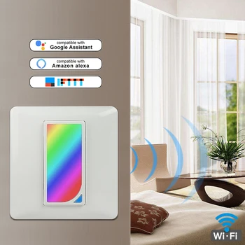 

Wifi In-Wall LED RGB Scene Light Smart Light Switch, 1200 Colors 2W RGB Scene Light Color Changing with Remote