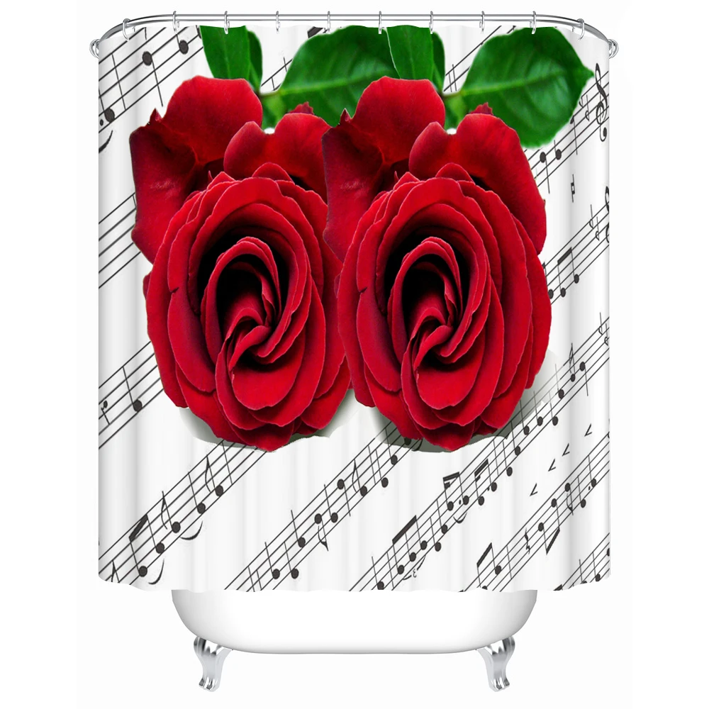Красные цветы занавески для душа растут в речке, которые показывают активный и восторженный жизнь 3d печать дизайн ванной Декор подарок