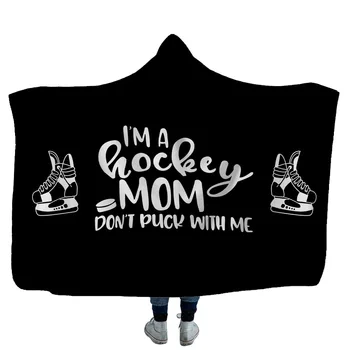 

ONGLYP I'm A Hockey Mom Hooded Blanket Thicker Sherpa Fleece Plush Warm Cozy Wearable Blanket for Sofa Couch Bed Watching TV