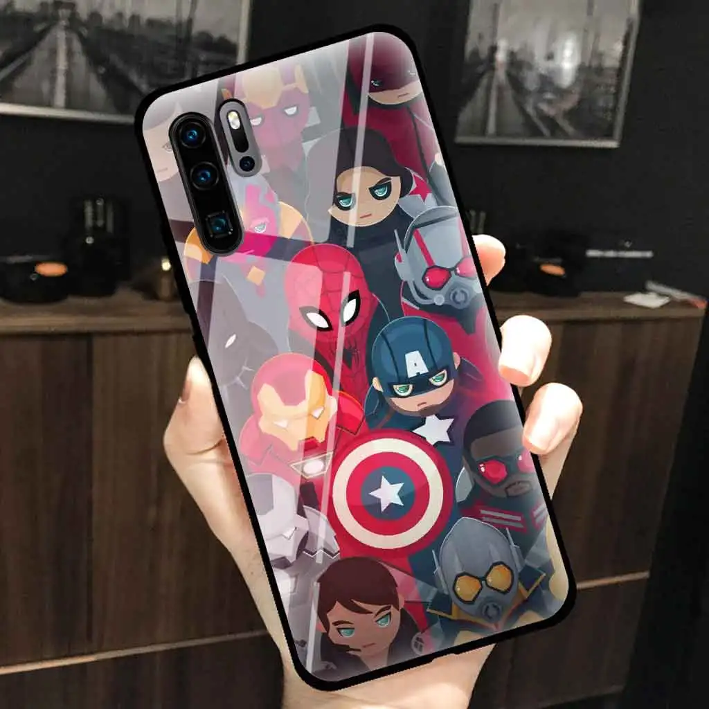 Стеклянный чехол с логотипом Marvel для huawei p20 p30 mate20 pro lite p20pro mate20pro роскошный ударопрочный жесткий чехол с рисунком