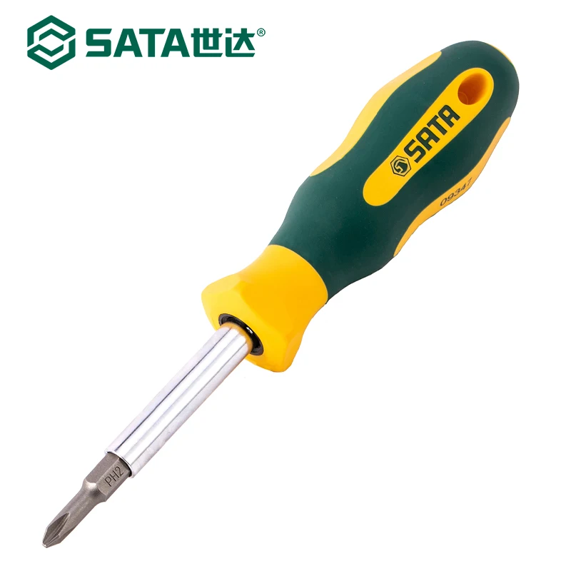 

SATA 6 in 1 Multi Screwdriver Magnetic Bit Rubber Handle Removable Bit Tool Slotted / Phillips Type Screwdriver 09347