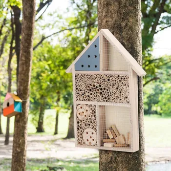 

Wooden Insect Bee House Insect Bee House Wood Bug Room Hotel Shelter Beekeeping Garden Decoration Nests Box Bee House