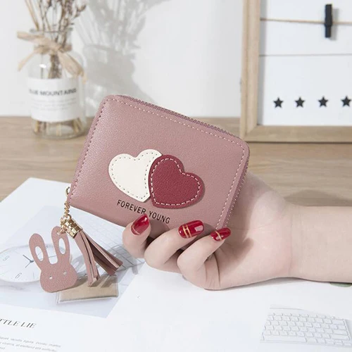 Deep pink Корейская версия нового кошелька женская короткая молния большой емкости дикий любовь цвет клатч сумка женский кошелек гарантия качества - Цвет: Deep pink