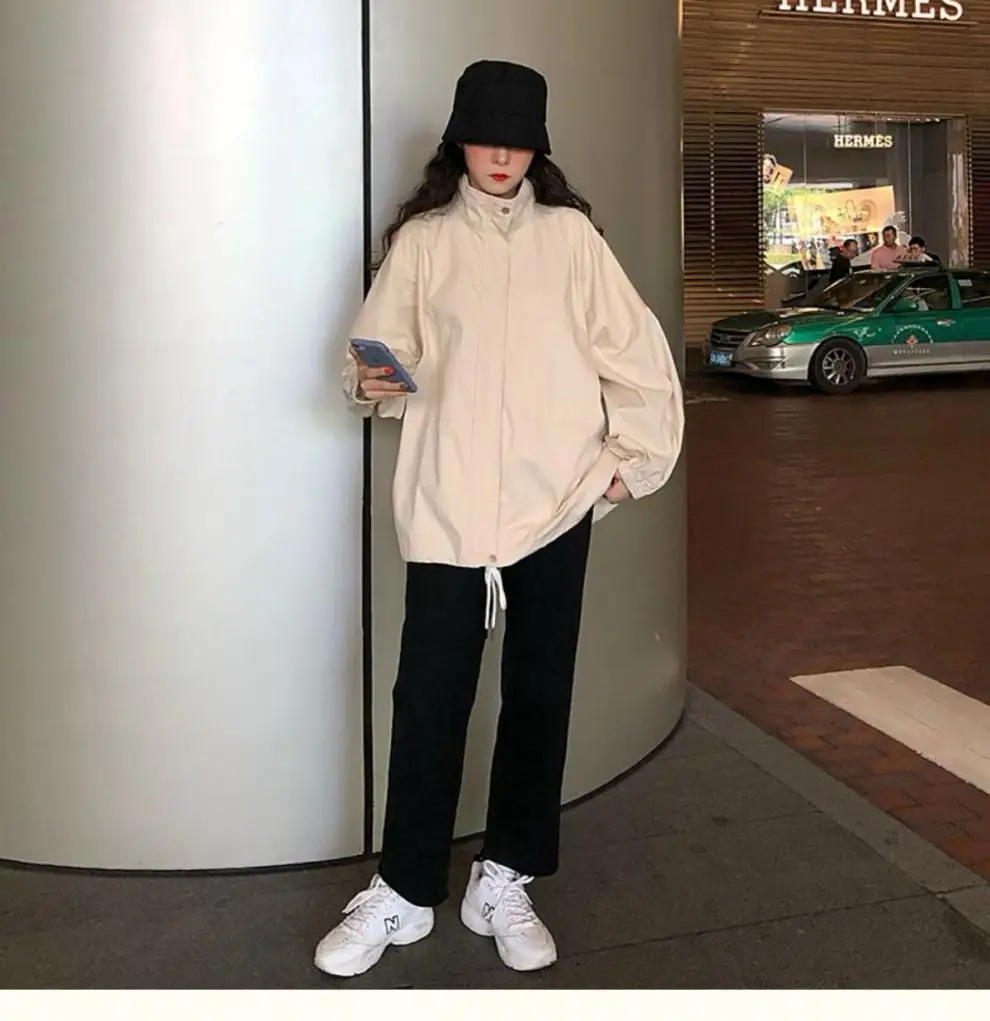 Женский Тренч, абрикосовый, свободный, 2XL, унисекс, BF, корейский стиль, Harajuku, Женское пальто, подходит ко всему, высокое качество, уличная одежда, хип-хоп, повседневная, для пары
