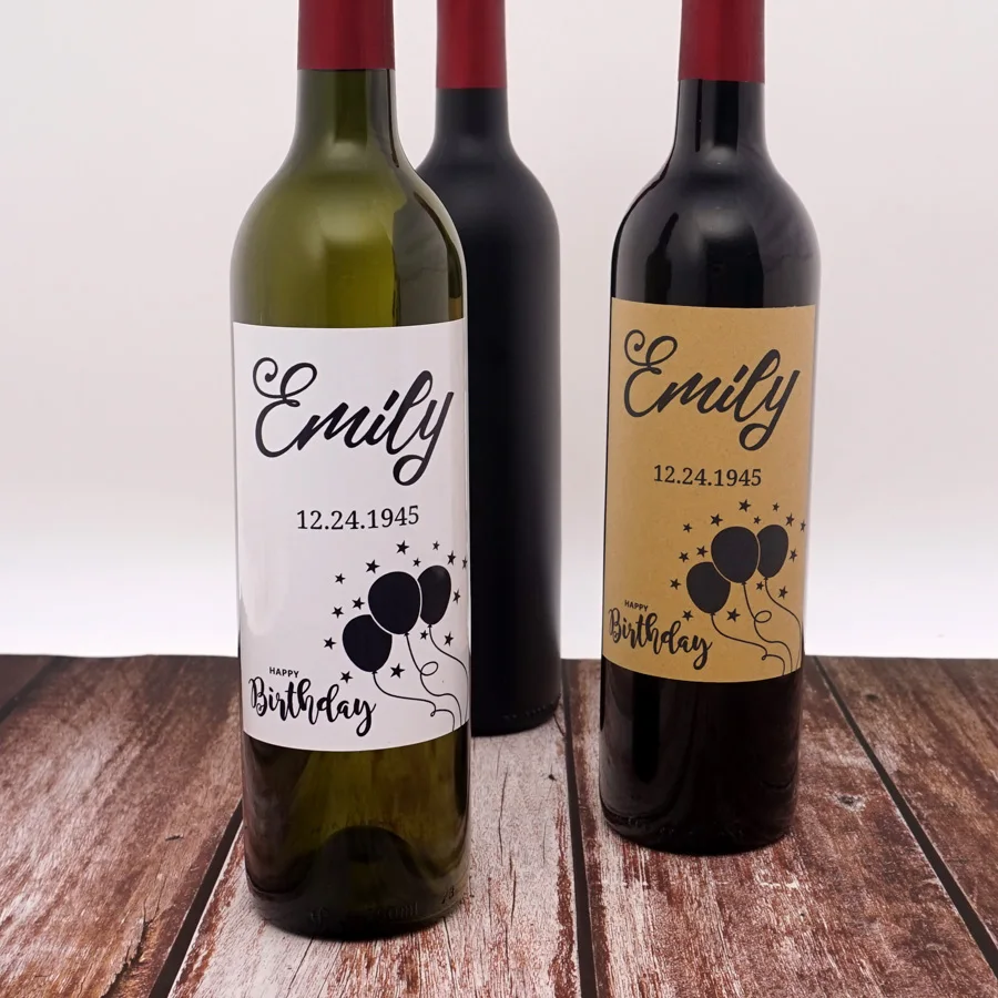 20pcs/lot Diy Custom Birthday Party Wine Bottle Labels Stickers Personalized Name And Date Balloon Style Creative Stickers - Party & Holiday Diy ...