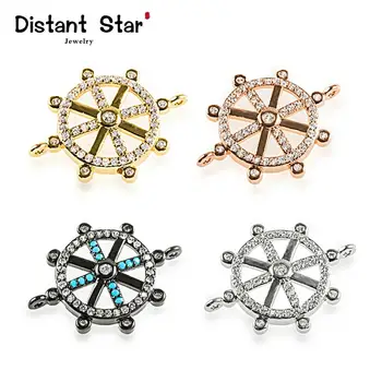 

0.9*0.7in Compass Brass Zirconia Jewelry Bracelet Accessories Diy Women's Necklace Making Connector Crystal Charm Unlimited Hole
