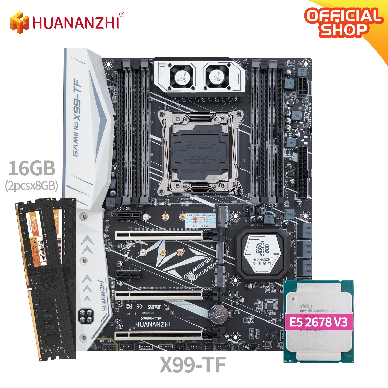 HUANANZHI X99 TF Motherboard with Intel XEON E5 2678 V3 2*8G DDR4 NON-ECC memory combo kit set NVME SATA USB 3.0 ATX | Компьютеры и