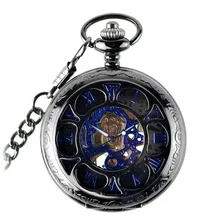 Механические часы в стиле ретро с полым цветком от солнца и веб-дизайном, винтажные карманные часы, часы с цепочкой Fob для мужчин и женщин, часы с ручным заводом