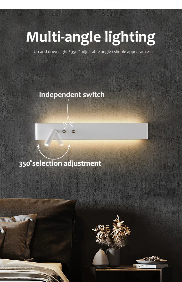 candle night ZEROUNO Modern LED Wall Lamp Multifunctional Reading Lamp Fixture Bed Room Headboard Reading Lamp night led Backlit Lights night lamp for bedroom wall