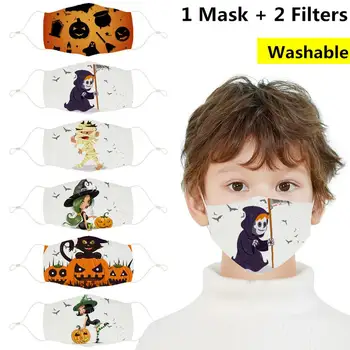 

Face Mask For Kids Fashion Halloween Masks Skull Printed Reusable washable Saints Party Mask Protective Mouth Masks Children