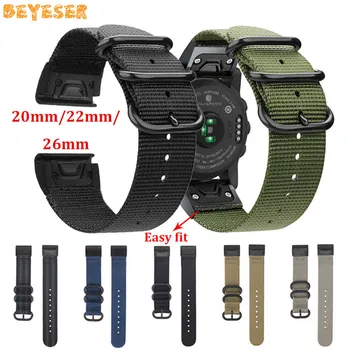 

Easy fit Woven nylon wrist strap for Garmin Fenix 6S 6 6X Pro 5S 5 5X Plus Smart accessories Quick Release 20 22 26mm watch band
