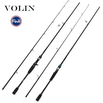 شراءVOLIN جديد الغزل Fsihing قضيب 1.8 متر 2.1 متر 2.4 متر فوجي دليل حلقة فوجي بكرة مقعد الكربون إغراء قضيب م الطاقة 10-30 جرام 12-25lb Superlight