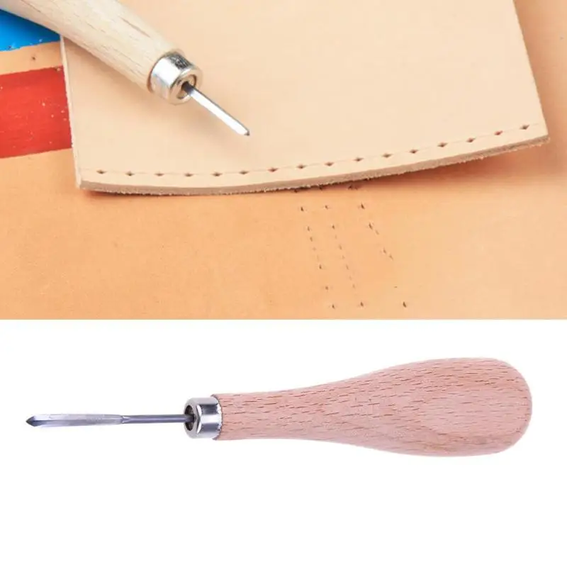 Набор для шитья из кожи ручка с алмазной точкой Awl DIY инструмент деревянная