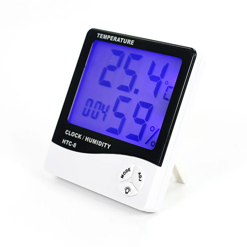 Urijk Портативный ЖК-цифровой измеритель температуры и влажности-1-2 Крытый Открытый гигрометр термометр метеостанция с часами - Цвет: style 8