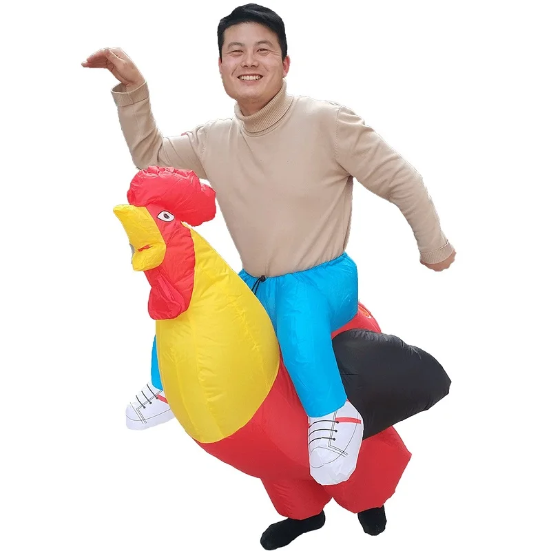 Adult Red Rooster Надувной Костюм Петуха Хэллоуин Вечеринка маскарадный костюм для взрослых детей Животное талисман надувной костюм курочки карнавальные наряды - Цвет: Adult Red Rooster