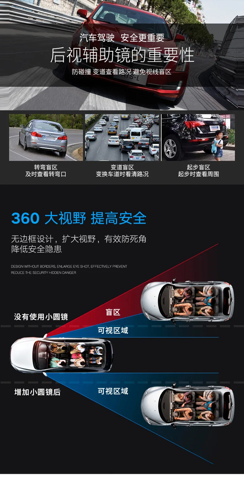 Автомобильное безграничное маленькое круглое зеркало с высоким разрешением, регулируемое зеркало для слепых зон, зеркало заднего вида, квадратный широкоугольный объектив DM-07