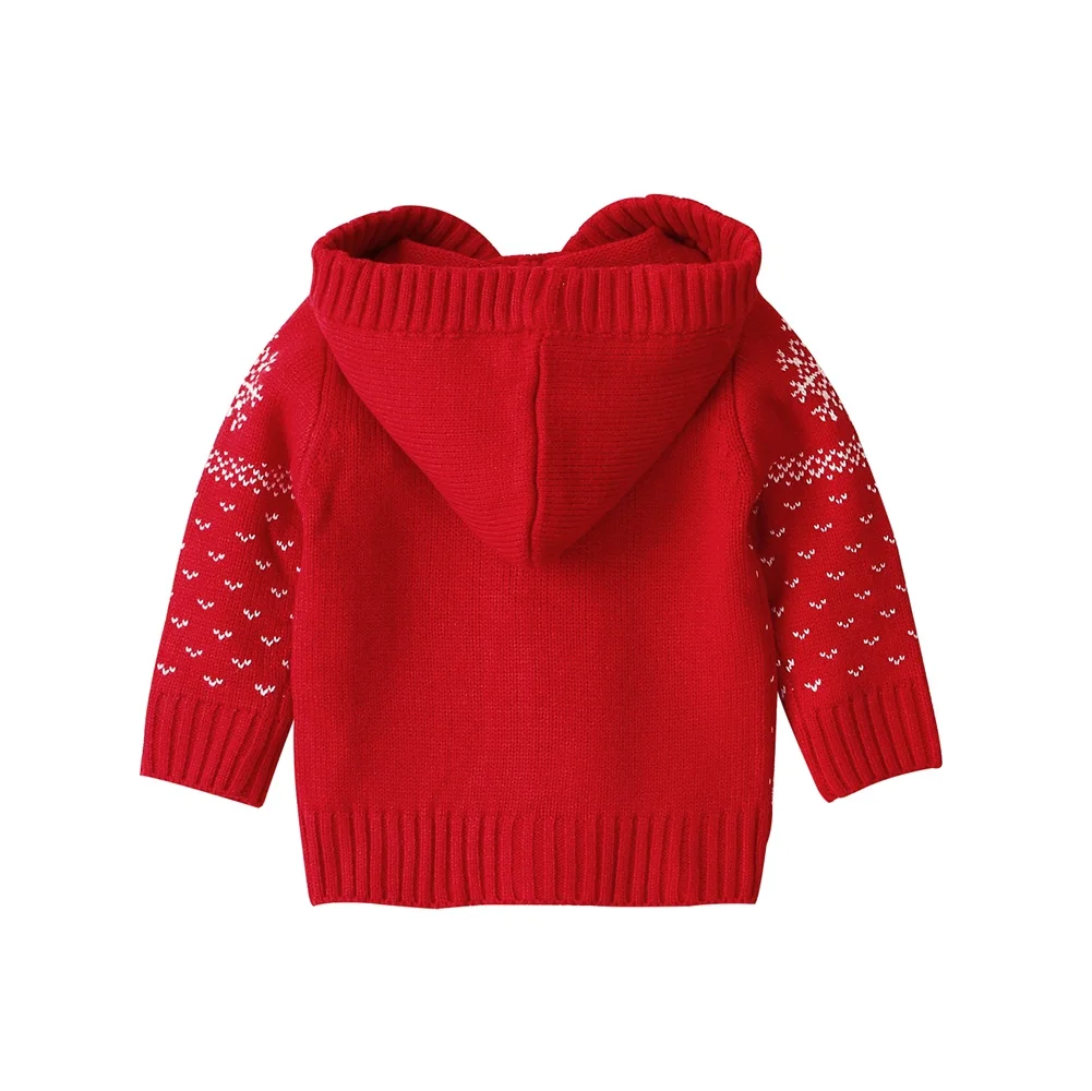 Коллекция года, осенне-зимняя одежда для малышей рождественское теплое пальто для новорожденных девочек и мальчиков, с капюшоном, Рождественский лось, вязаная Толстая куртка на пуговицах