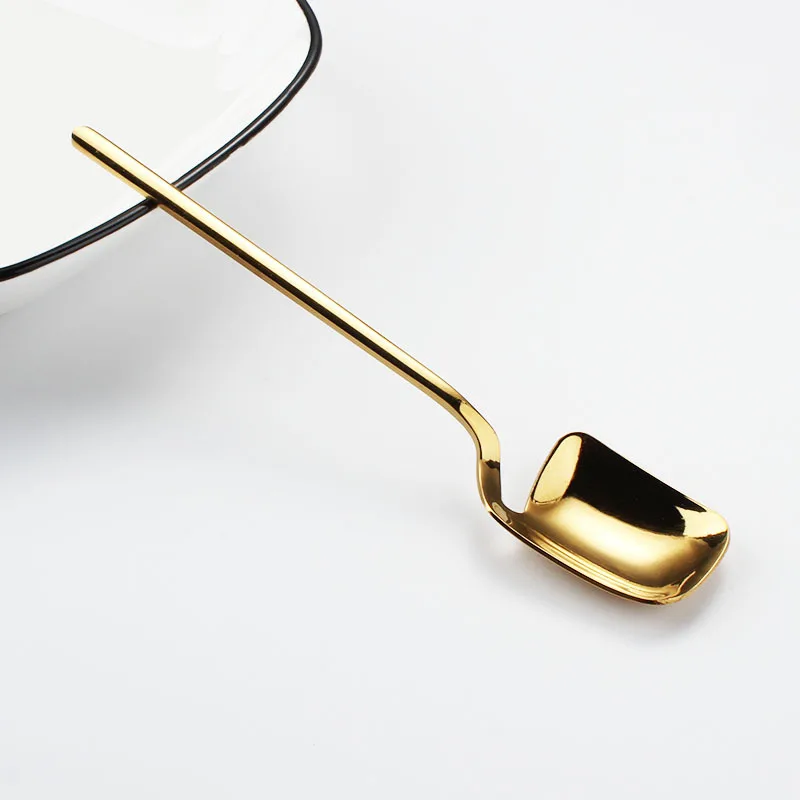Spoon Gold Ложка с длинной ручкой совок для мороженного чая Ложка-мешалка для кофе фруктовый десерт вилка домашняя кухонная Декоративная посуда - Цвет: Spoon Gold