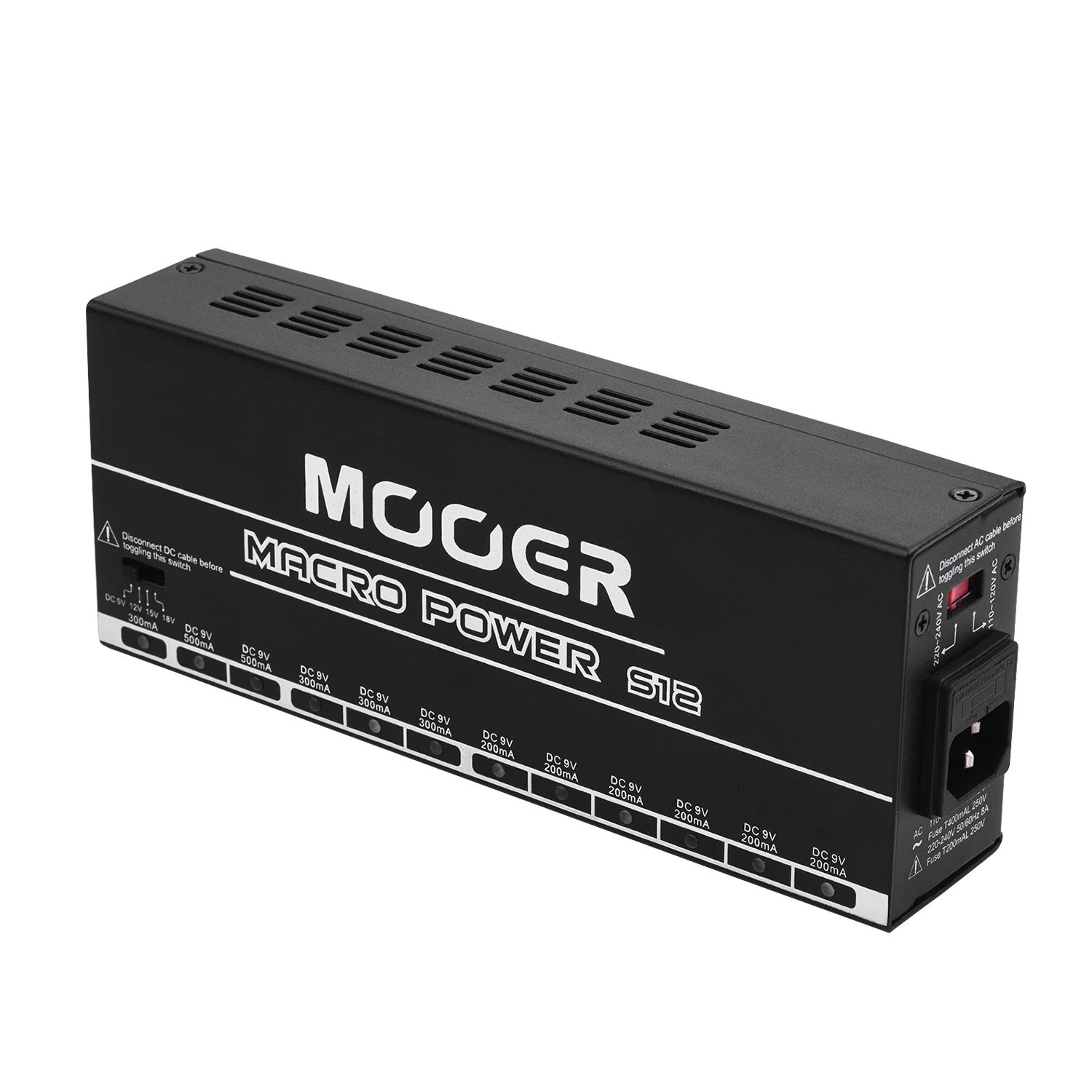 MOOER MACRO power S12 Электропитание для гитары 12 изолированных выходов постоянного тока 9 В/12 В/15 В/18 в металлический корпус