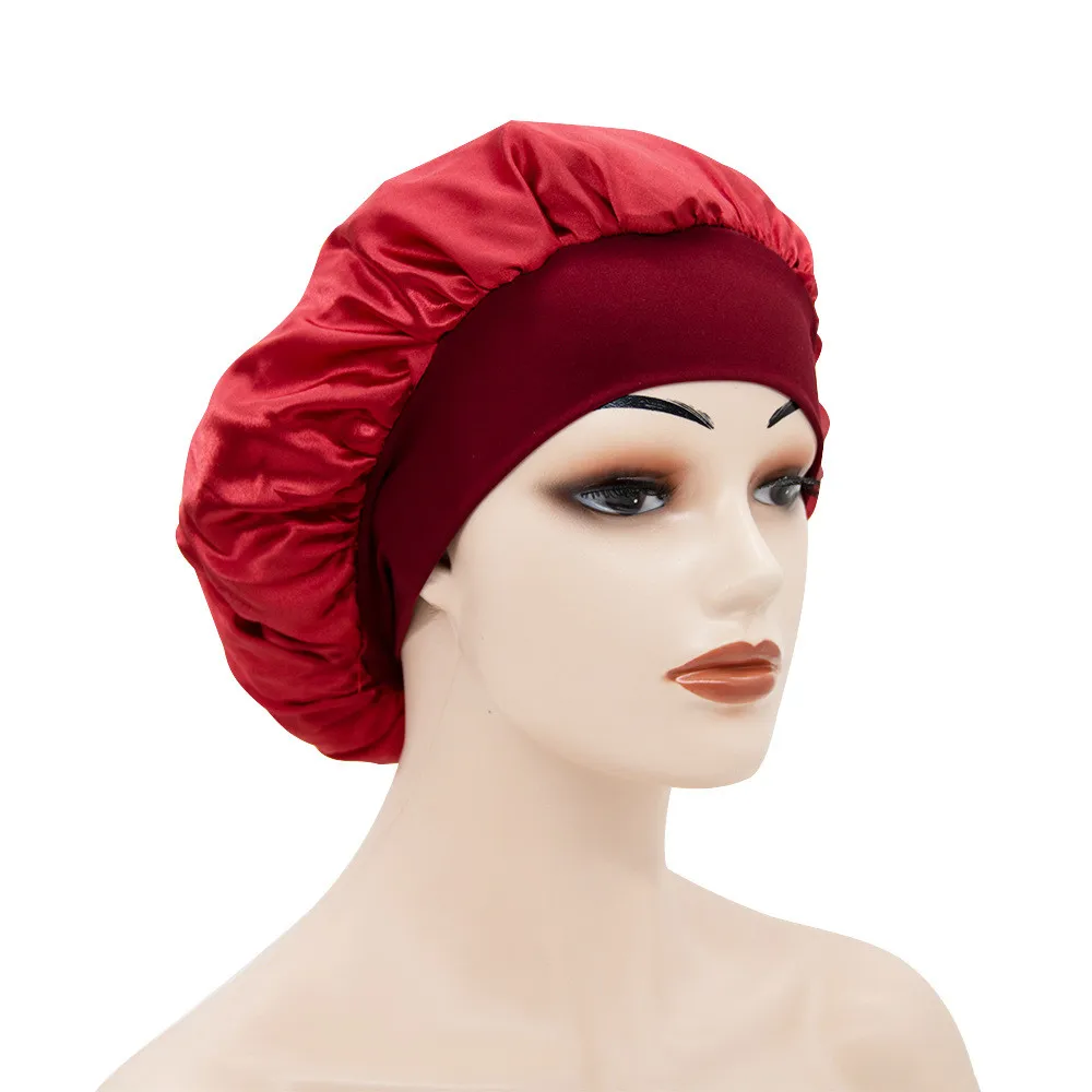 

New Solid Color Muslim Turban Hat For Ladies Soft Stretch Satin Inner Caps Women Headdress Wrap Head Sleep Chemotherapy Cap 2020