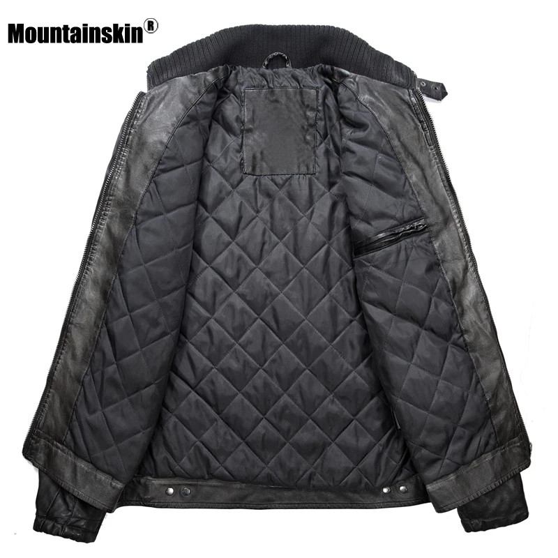 Mountainskin зимняя осенняя кожаная куртка Мужская с подкладкой Байкерская