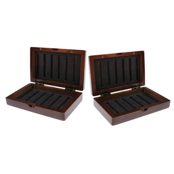 

2Pcs Vintage Wooden Fly Box Fishing Tackle Box Double Side Slit Foam Insert